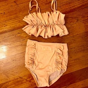 Kortni Jeane Swimwear Peach Ruffle Bikini size 4/5